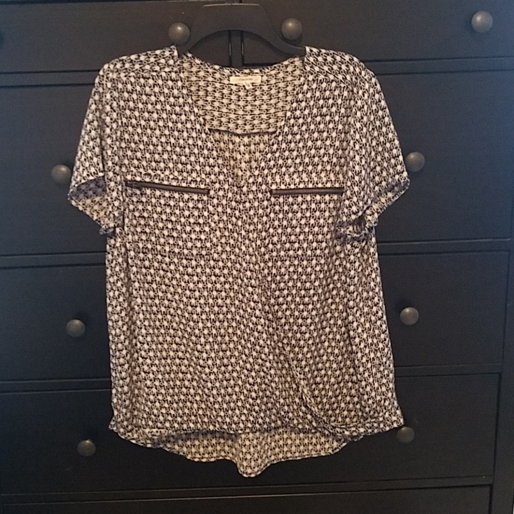 Maurice's Faux Wrap Short Sleeve Blouse